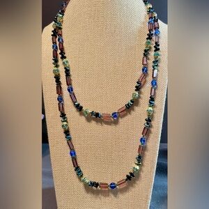 Vintage Glass Beaded Necklace~ multi color